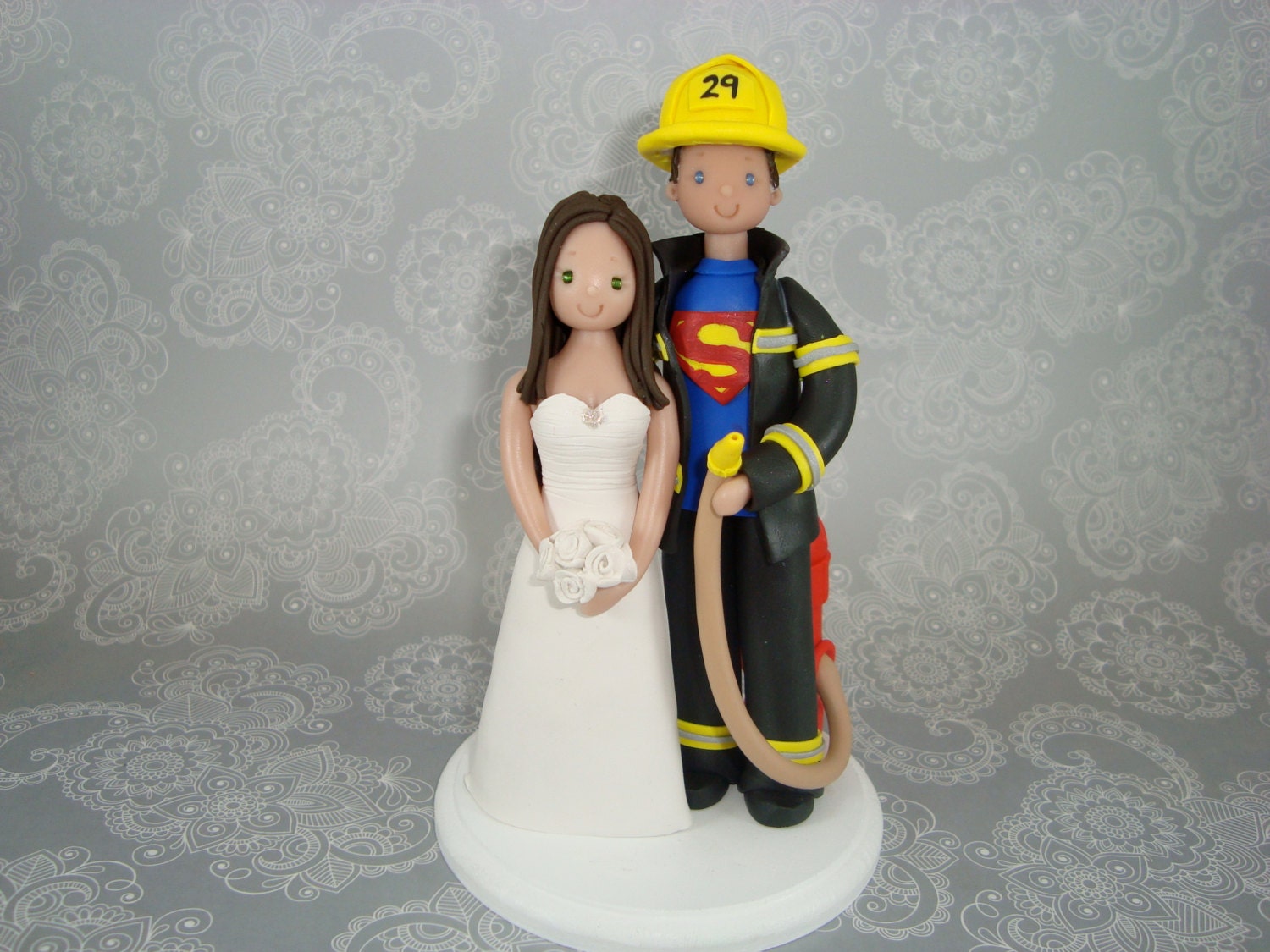 Personalized Bride & Groom Firefighter Wedding Cake Topper