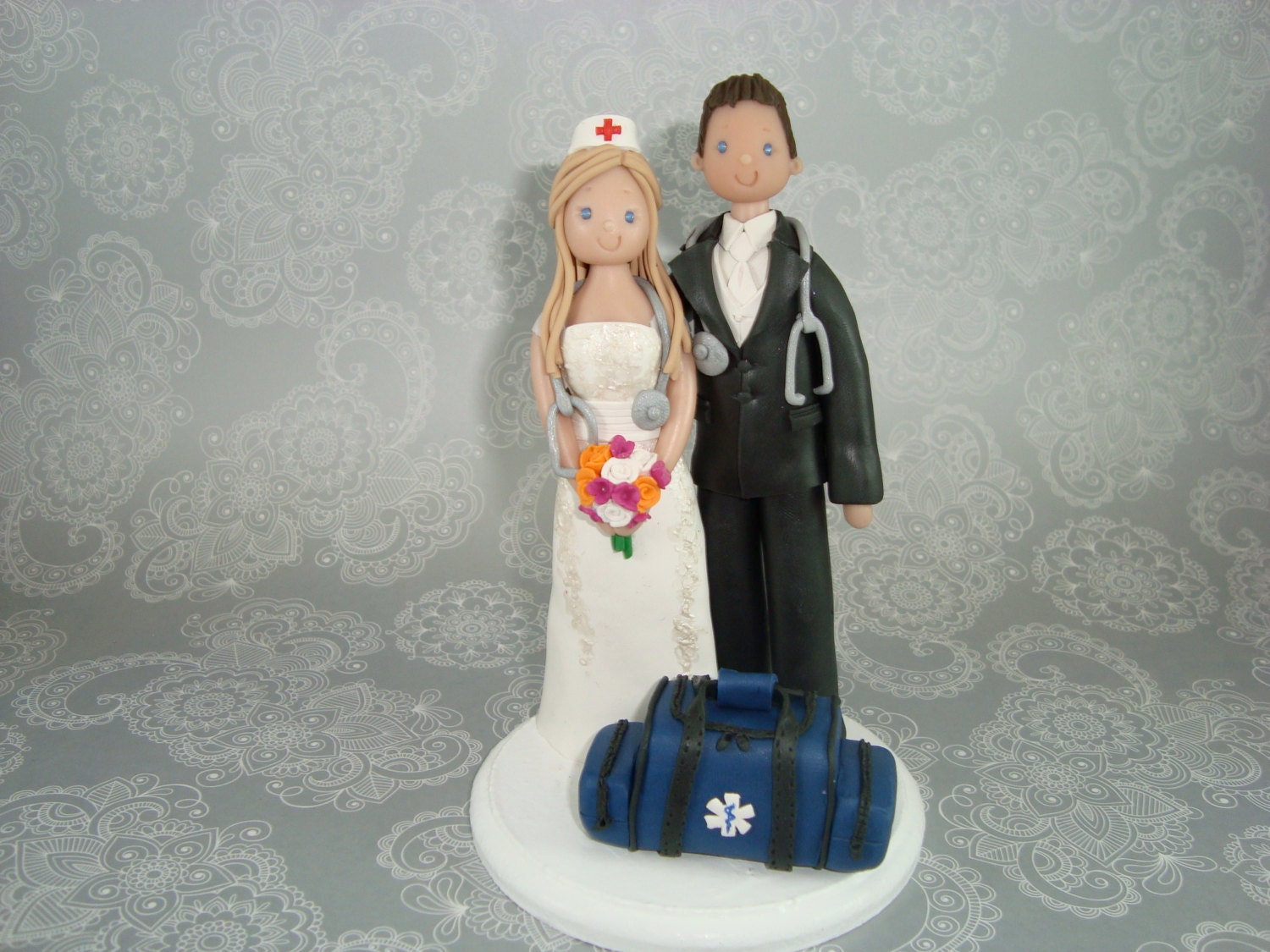 Custom Made Doctor & Nurse Wedding Cake Topper