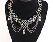 Elegant Slave Collar Padlocks Stainless Steel Chainmail Chainmaille choker necklace