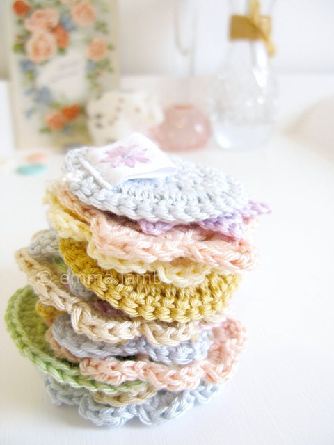 NEW Pastel wedding garland - Doris, hand crochet flowers in peach, violet, nude, blue, pink & pale gold - ready to ship, by Emma Lamb