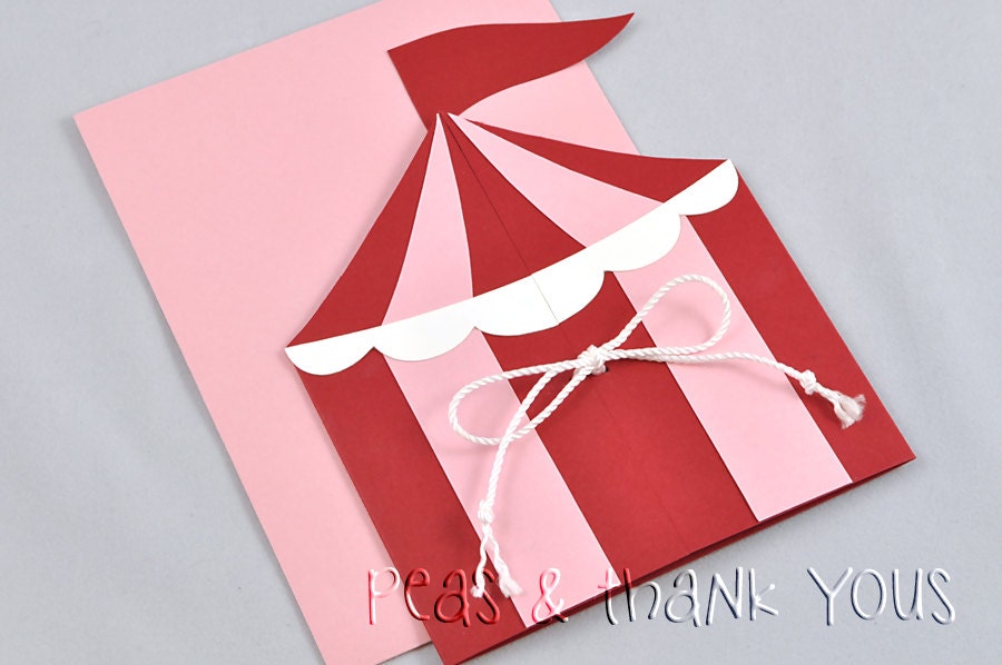 Girls Circus or Carnival Tent Handmade Birthday Party Invitation