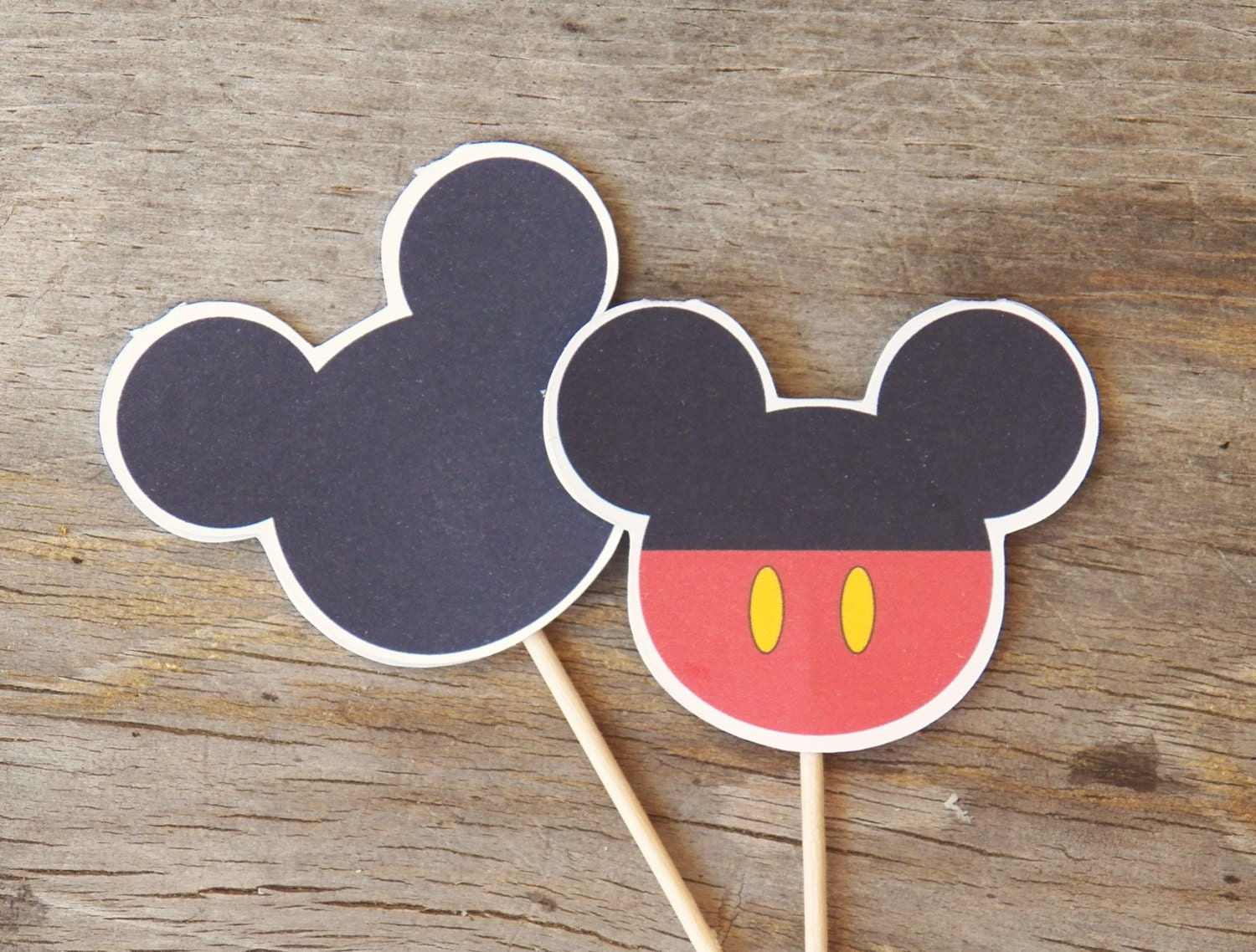 Mickey Mouse Party - Set of 24 Mickey Silhouette and Mickey with Pants Cupcake Toppers by The Birthday House