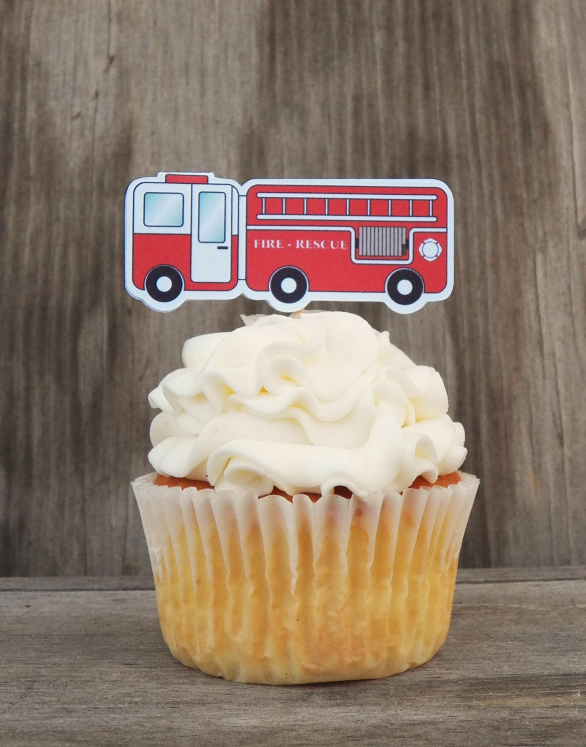 Fire Truck Party - Set of 12 Fire Truck Cupcake Toppers by The Birthday House Il_170x135