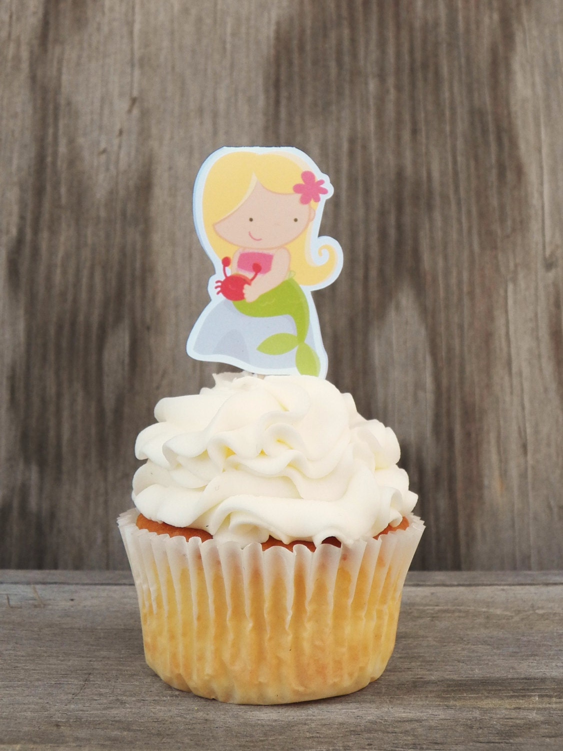 Mermaid Party - Set of 12 Mermaid with Blonde Hair Cupcake Toppers by The Birthday House Il_570xn
