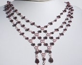 Garnet and Rose Gold Necklace - Valentine's Day Necklace with Garnet Beads on Rose Gold Wire