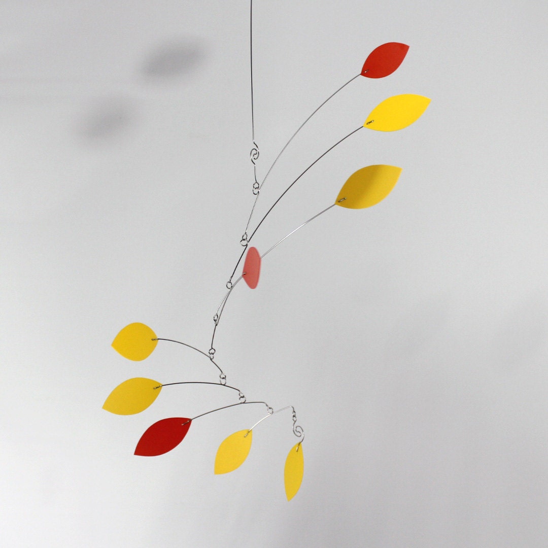 Baby Art Mobile Sculpture - Wave Style in Lemon and Orange