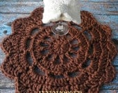 Newborn Set Crochet Doily Photo Prop Mat And Hat Chocolate and Cream