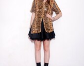 VINTAGE TRIBAL BLOUSE // small medium // animal print, geometric fabric, geometric print, hippie tunic top, festival 90s clothing