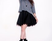 CHARCOAL CROP TOP // small medium //  hipster sweater, crop top, cropped sweater shirt, 80s batwing sweater, fishtail high low, hi lo shirtt
