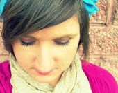 Bow Tie Headscarf - Baby Blue Silver Sparkle Tie Up Headband