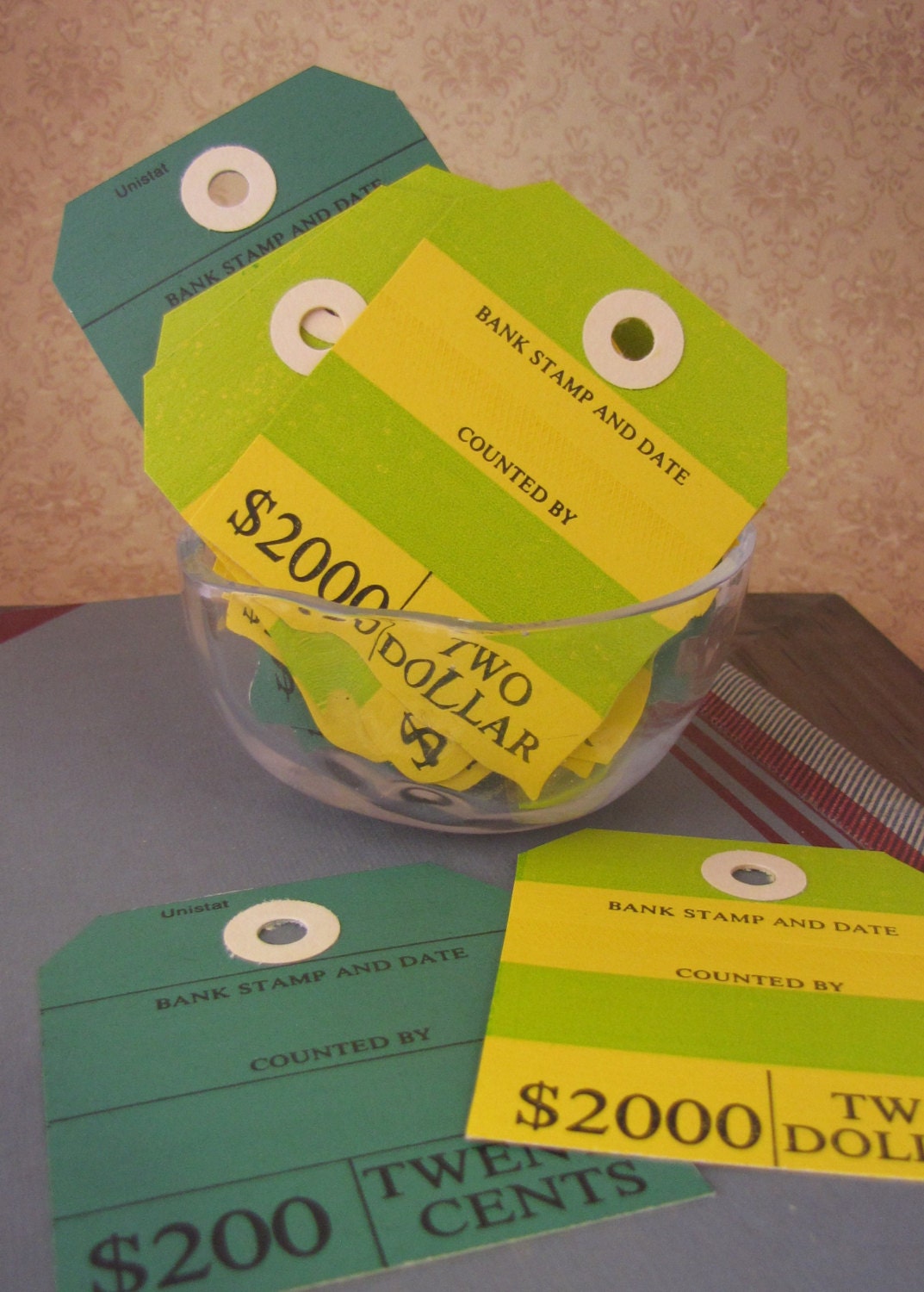 Lot of 20 Old Australian Bank Money Bag Tags Coloured Ephemera