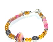 Breast Cancer, Awareness Jewelry, Lampwork Bracelet, Inspirational Words