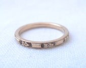 Vintage Recreation 14k Yellow Gold Engraved Orange Blossom Flower Wedding Band