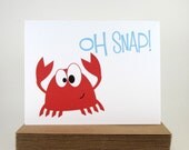 Congratulations Card, Birthday Card, Children's Card, Celebrate Card, Red Crab - Single