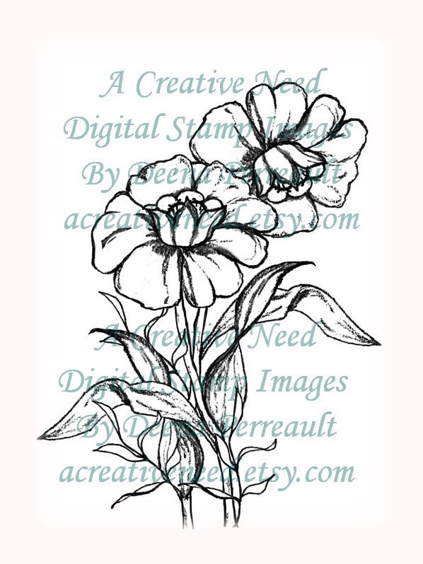 INSTANT DOWNLOAD Digital Stamp Image DAFFODILS