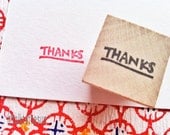 thanks rubber stamp - hand carved rubber stamp -  mounted - mini series - READY TO SHIP