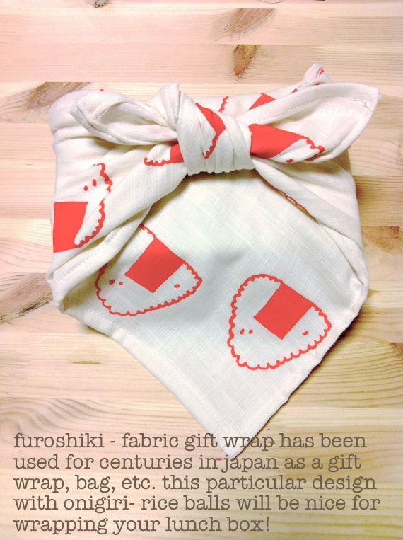 onigiri gift wrap. hand printed fabric gift wrap. eco-friendly gift wrap. furoshiki. napkin. CHOOSE 1.