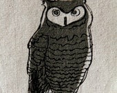 Screenprint / Linocut print - 5" x 7" Who Owl Fabric Print - Army Green