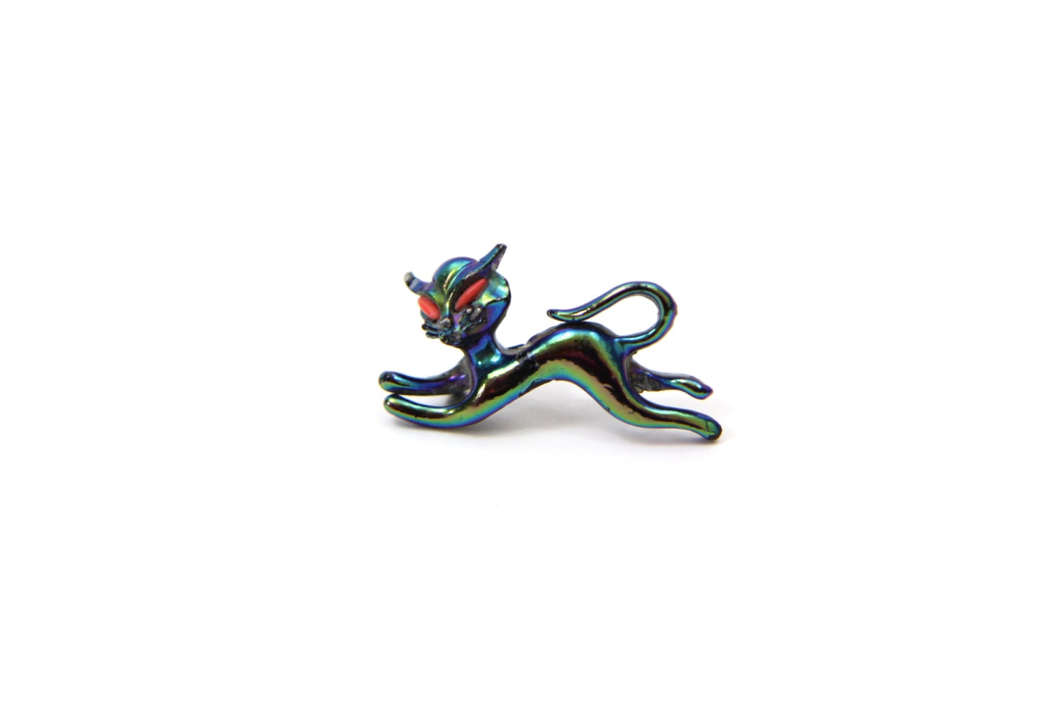 Vintage Oil Slick Kitty Brooch