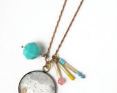 Art Pendant Necklace/ Illustrated Jewelry Glass Cabochon Necklace/Dainty Jewelry/Art Jewelry/Doll Houses in Bruges Watercolor Painting