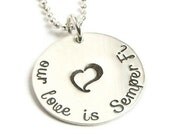 Our Love Marine Wife Necklace  - Sterling Silver Hand Stamped