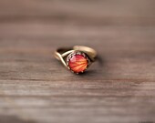Orange Rose ring - Flower jewelry - Adjustable ring - Bloom collection by BeautySpot (R066)