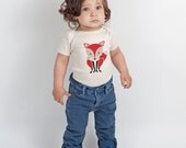 Baby Onesie, Red Fox, Baby Bodysuit, Organic Cotton, 3-6 mo, 6-12 mo