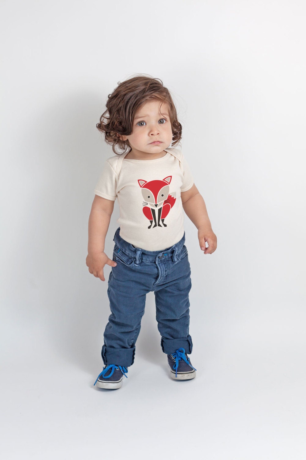 Baby Onesie, Red Fox, Baby Bodysuit, Organic Cotton, 3-6 mo, 6-12 mo