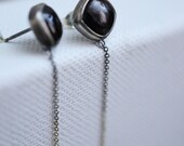 a long road ahead...hypersthene in sterling silver post earring