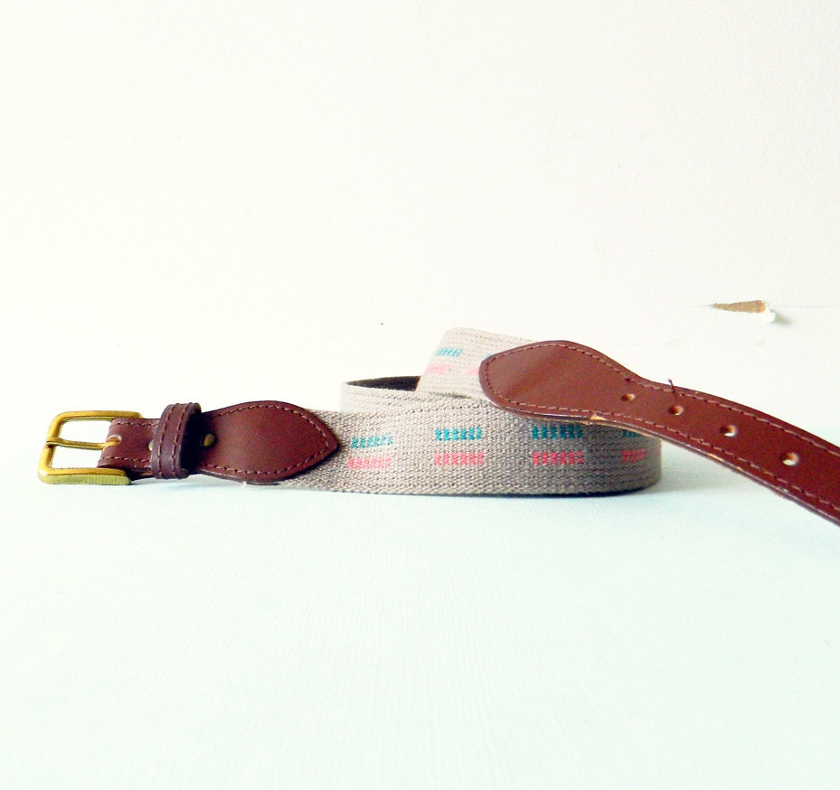 Mint and Coral Preppy Belt