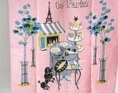 Vintage Towel Eiffel Tower French Poodle