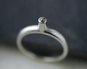 Tubular rose cut cognac brown diamond silver ring