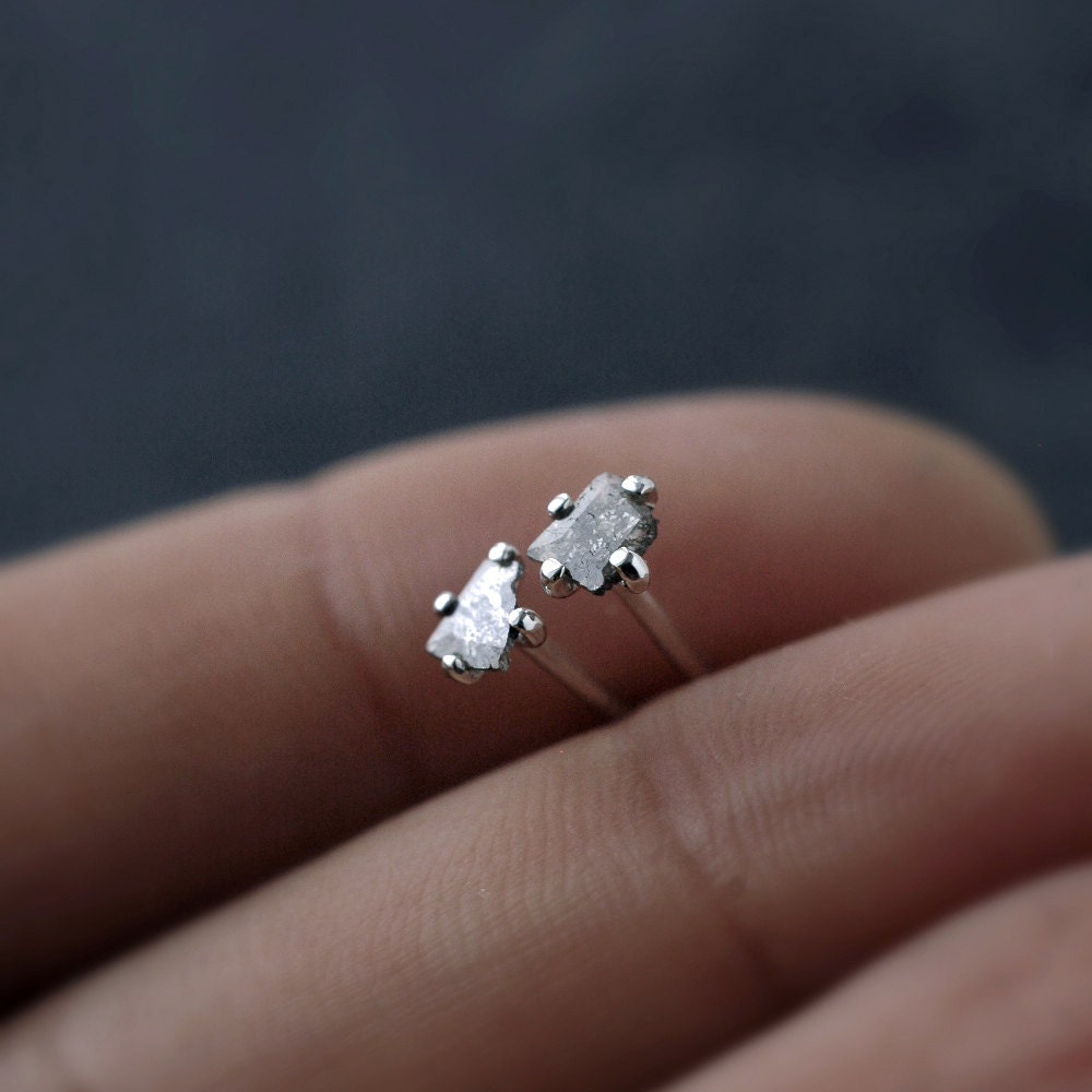 Mini Antarctic natural diamond sliver studs