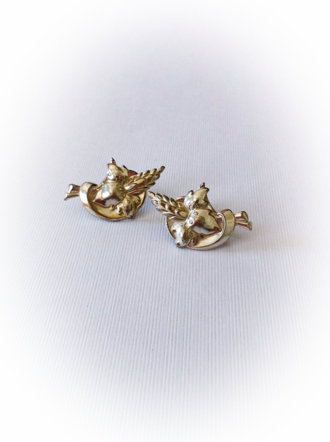 Vintage 1940s Earrings Sterling Silver Tropical Flower Screwbacks