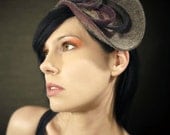 Grey Sculptural Felt Headband/Fascinator with Purple Ombre Accents - Orbital Series - Made to Order
