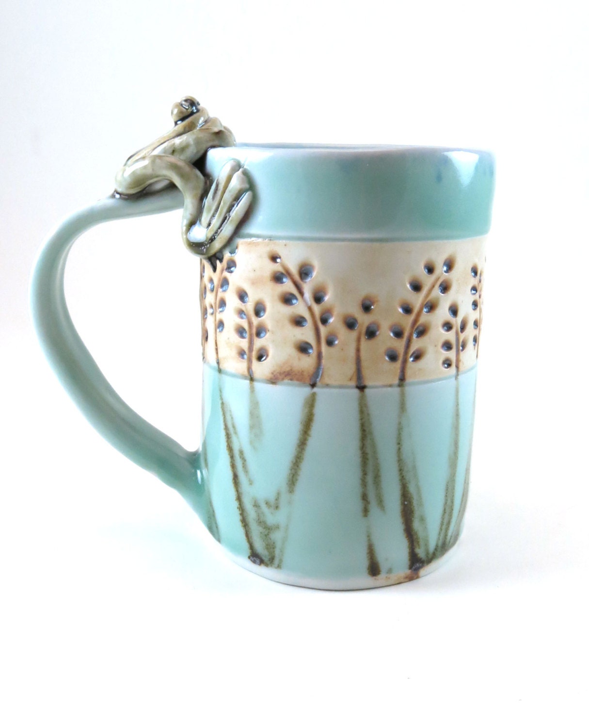 Frog Pottery Mug - Large Ceramic Teacup - Porcelain Coffee Cup - 949