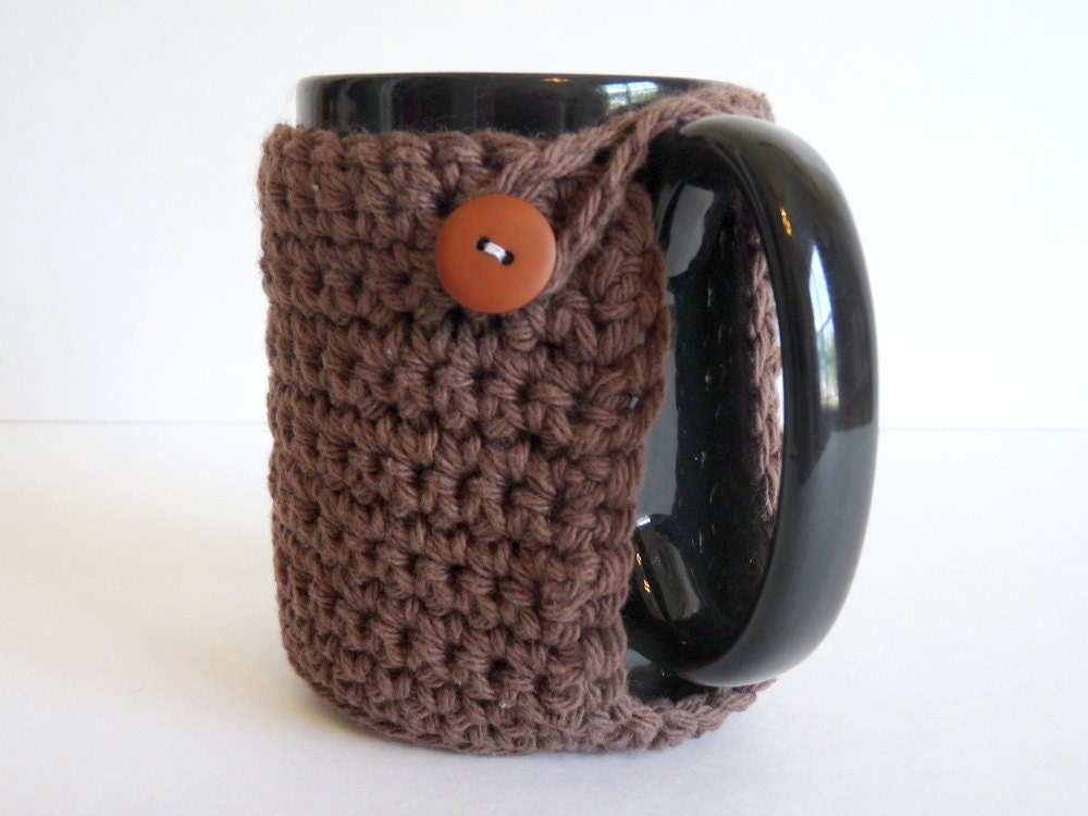 Crochet Mug Cozy in Brown for Coffee Lovers and Tea Drinkers