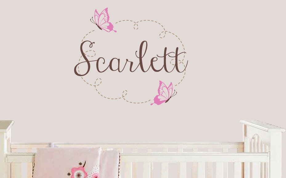 Butterfly Name Wall Decal - Nursery Children Baby