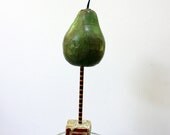 Folk Art Paper Mache Pear Fruit Sculpture