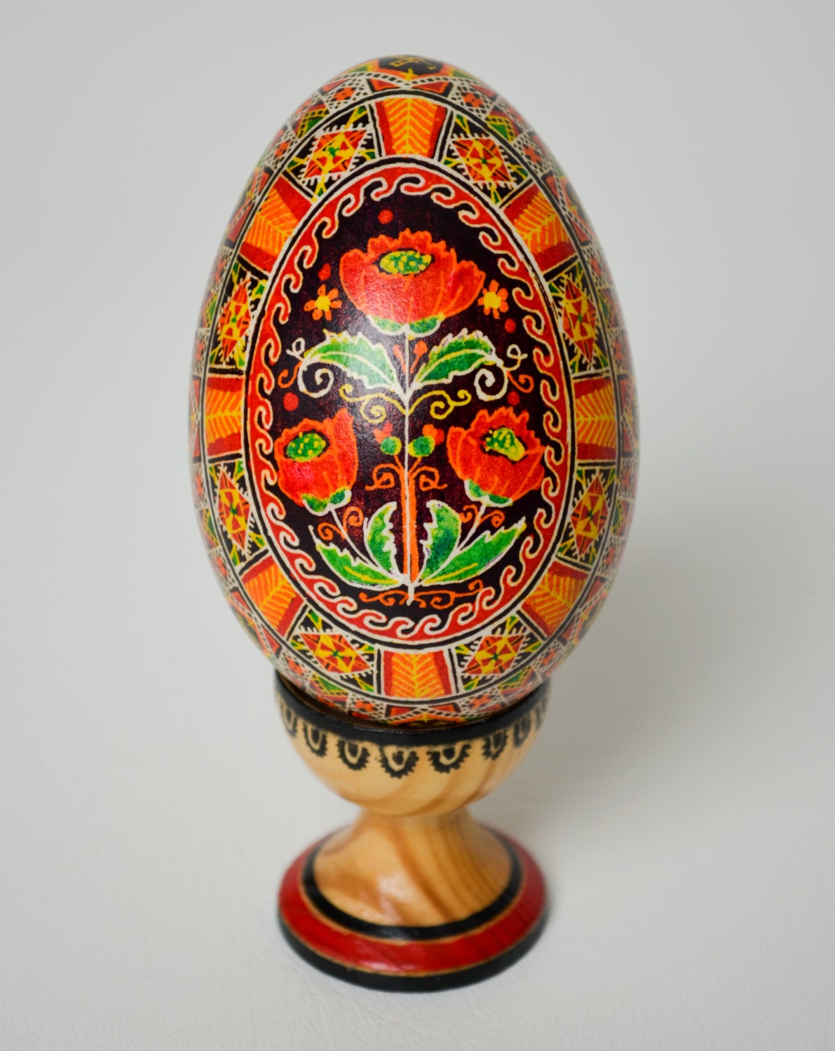 Easter Egg Goose Pysanka, Real Traditional Ukrainian Goose Egg, Poppy Sisters
