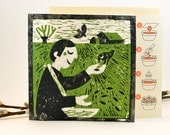 Greeting card 'The Sower' printed on 'growing paper' containing wild flower seeds - Grow your own Spring Bouquet
