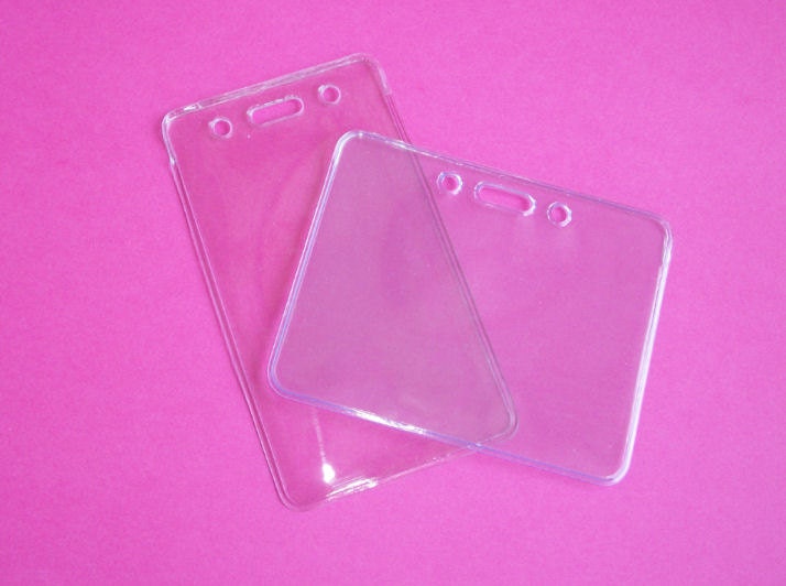 Badge Holder - Clear vinyl - laynard / reel add on - vertical or horizontal