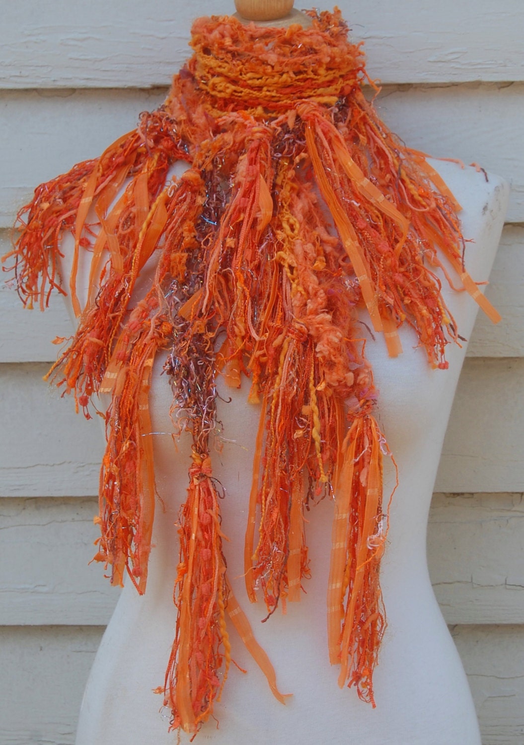 Shades of Orange Handmade Crochet Scarf