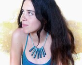Teal Tribal Necklace Ceramic Jewelry