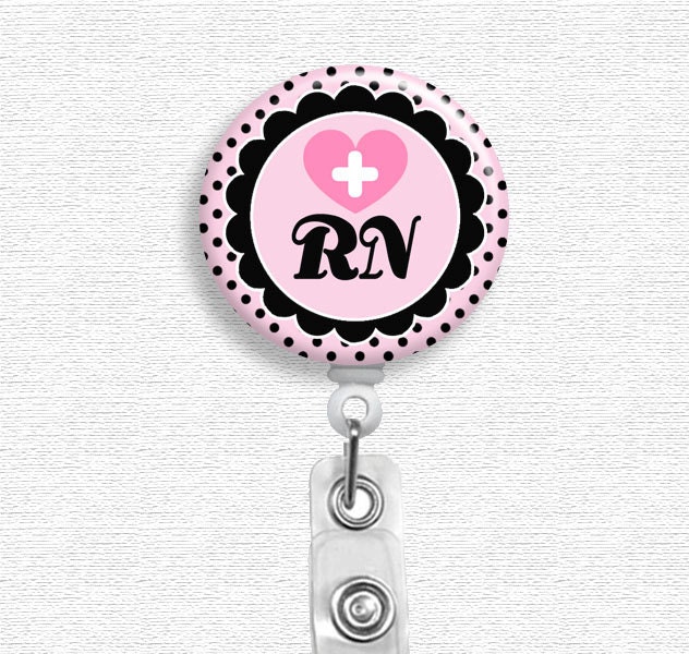 Registered Nurse Badge Holder, RN Badge, Nurse Badge Reel, Retractable ID Holder