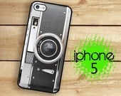 iPhone 5 Case Black Silver Retro Camera  / Hard Case For iPhone 5 Vintage Camera Style. Plastic or Rubber Trim