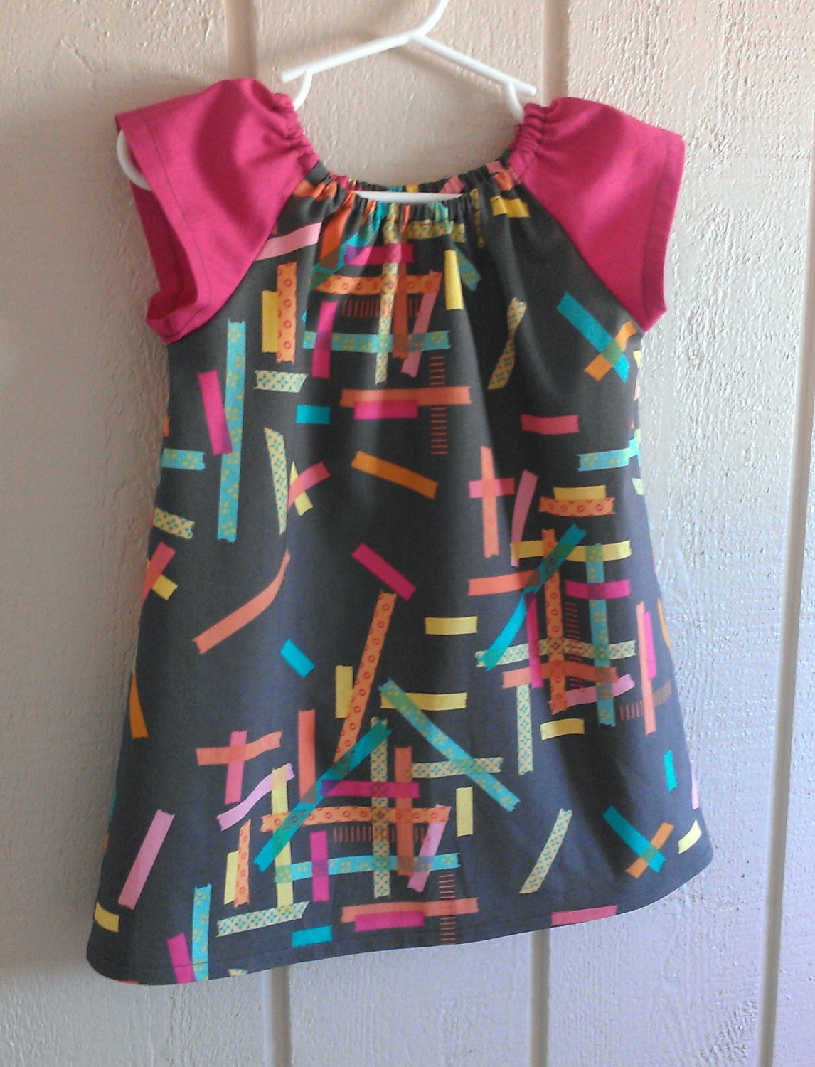 Girls Party Dress / Bright Pink / Colorful Confetti / 6 Months, 12 Months, 2t, 3t, 4t, 5t, 6y by PerryFinalia