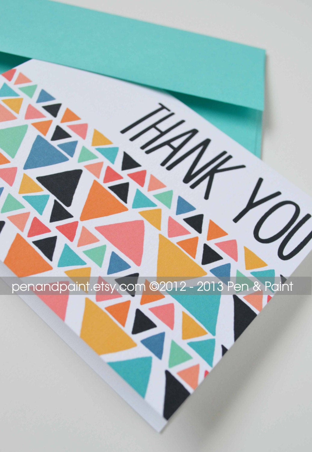 Thank You Notes, Triangles, Set of Four Folded Note Cards, Stationery, Illustration, Tribal, Pattern, 4.25 x 5.5 inches
