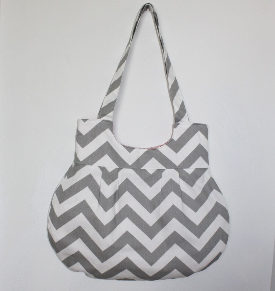 Chevron Gray and Pink  Shoulder Bag or Purse