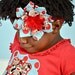 Red & Aqua Sock Monkey Flower Head Band or Clip